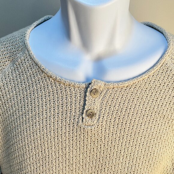 Carbon 2 Cobalt Men's cream fisherman Henley long sleeve Sweater Large L shirt - Picture 1 of 4